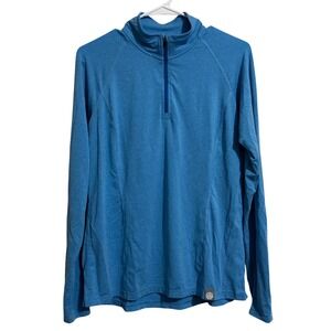 REI Co-op Mens L Blue Heather Quarter Zip Pullover Active Hiking Shirt Long Slv